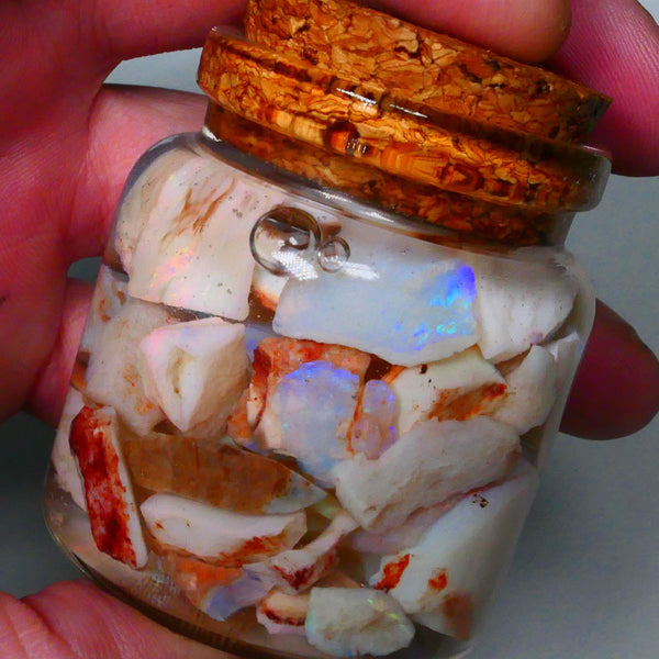 Coober Pedy Seam opal rough 230cts Potch and some colours to explore 20mm to chip size Jar not included  Lot B4-A157