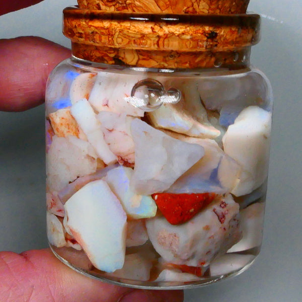 Coober Pedy Seam opal rough 230cts Potch and some colours to explore 20mm to chip size Jar not included  Lot B4-A157