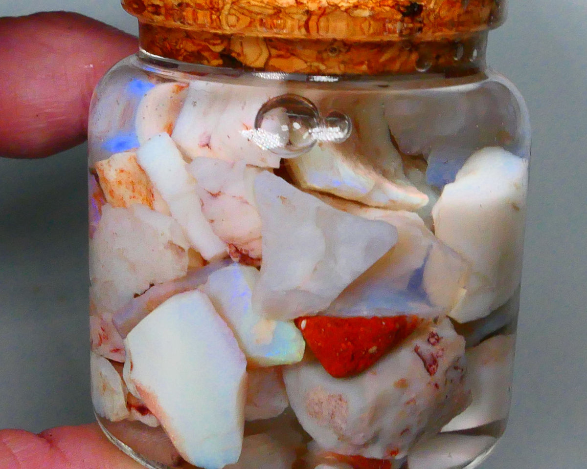 Coober Pedy Seam opal rough 230cts Potch and some colours to explore 20mm to chip size Jar not included  Lot B4-A157