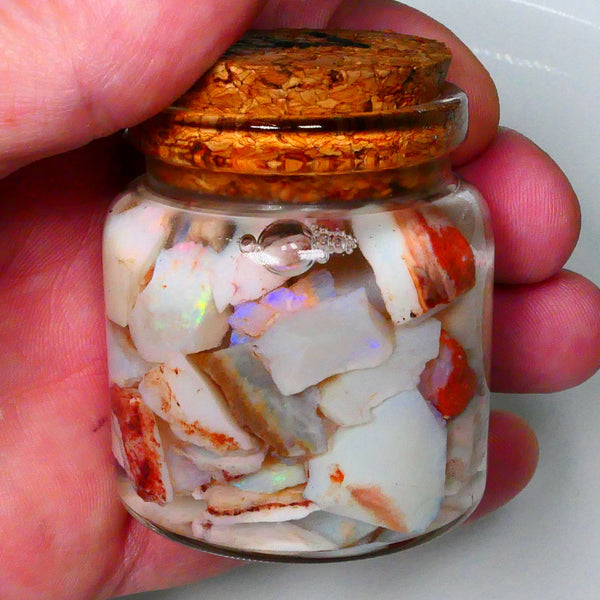 Coober Pedy Seam opal rough 230cts Potch and some colours to explore 20mm to chip size Jar not included  Lot B4-A157