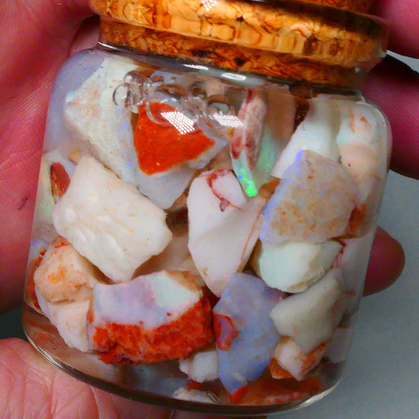 Coober Pedy Seam opal rough 230cts Potch and some colours to explore 20mm to chip size Jar not included  Lot B4-A158