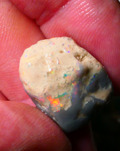 Orange/Red/Yellow Knobby Rough opal of Lightning Ridge 19.00cts Lots of Multicolours showing to Gamble 19x17x11mm Lot B4-A183