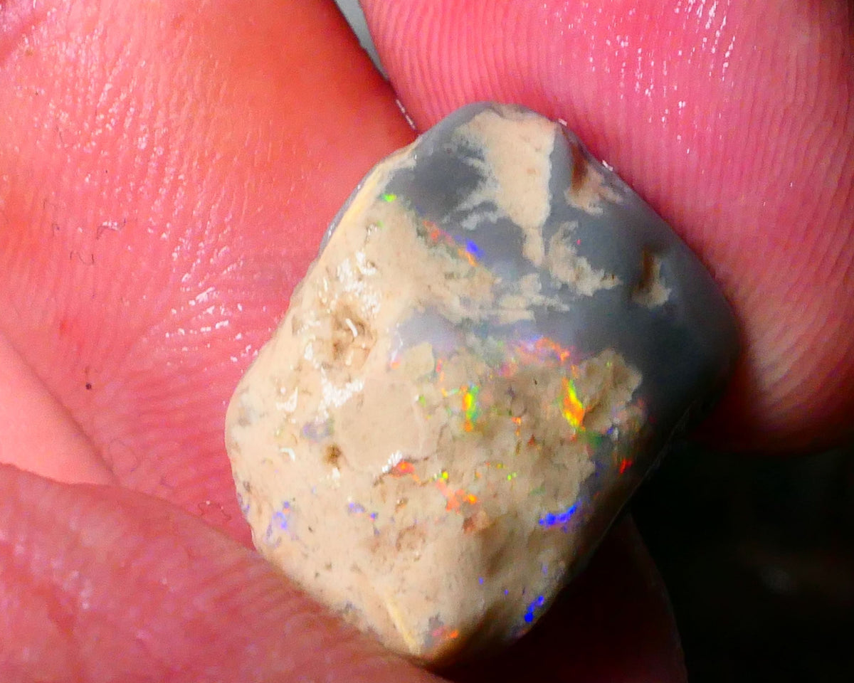 Orange/Red/Yellow Knobby Rough opal of Lightning Ridge 19.00cts Lots of Multicolours showing to Gamble 19x17x11mm Lot B4-A183