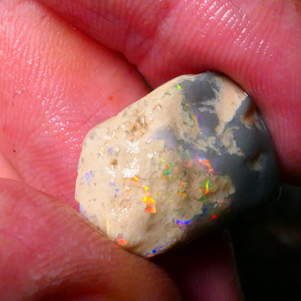 Orange/Red/Yellow Knobby Rough opal of Lightning Ridge 19.00cts Lots of Multicolours showing to Gamble 19x17x11mm Lot B4-A183