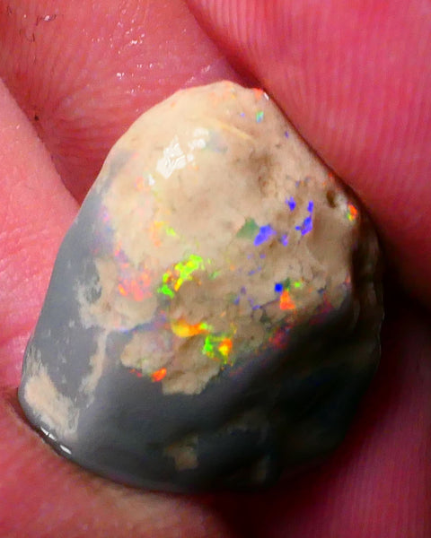 Orange/Red/Yellow Knobby Rough opal of Lightning Ridge 19.00cts Lots of Multicolours showing to Gamble 19x17x11mm Lot B4-A183