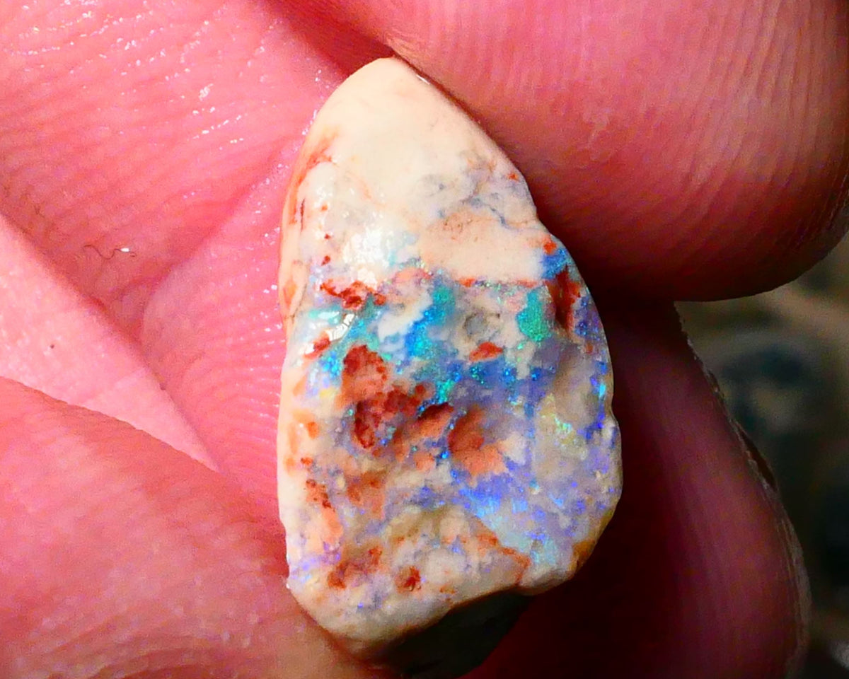 Lightning Ridge Opal formation rub rough 9.50cts Nice Green/Blues tones of fires 20x12x10mm Lot  B4-A182