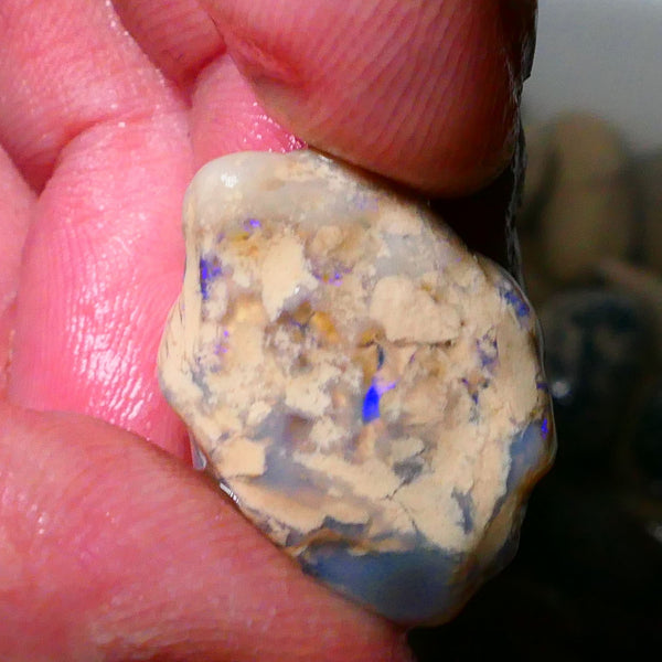 Lightning Ridge Knobby opal formation rough 27.00cts Bits of BLue colours 22x16x15mm Lot B4-A181