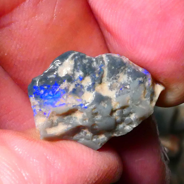 Lightning Ridge Dark Base Knobby opal rough 10.00cts Bright Blues with some Green tones 23x16x6mm Lot  B4-A179