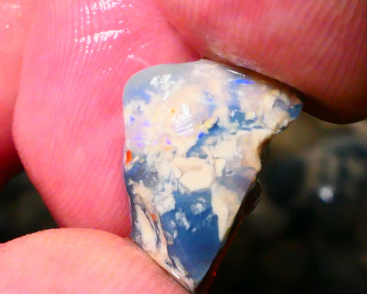 Lightning Ridge Black/Dark Base knobby opal rough 9.00cts Lots nice Blue colours Some Greens showing 18x11x9mm Lot B4-A178