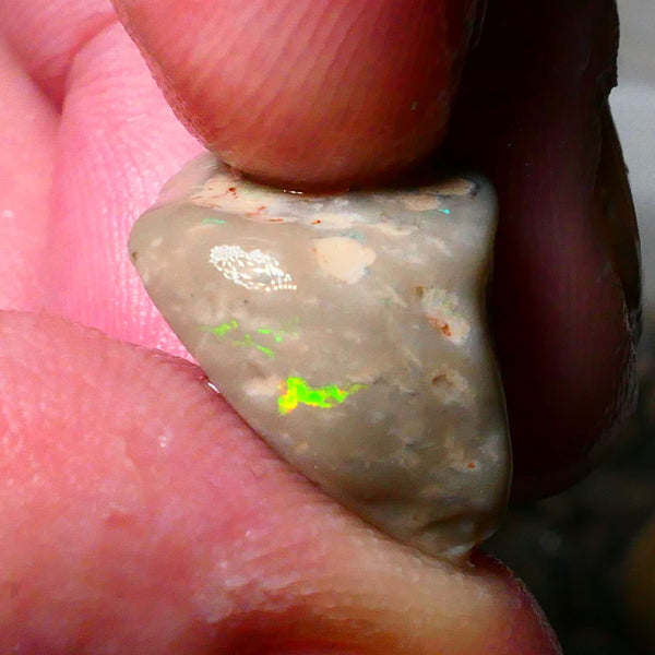 Lightning Ridge Knobby opal formation rough 12.00cts Bright flash of Bright Green/Yellow  fires 19x15x10mm Lot B4-A173