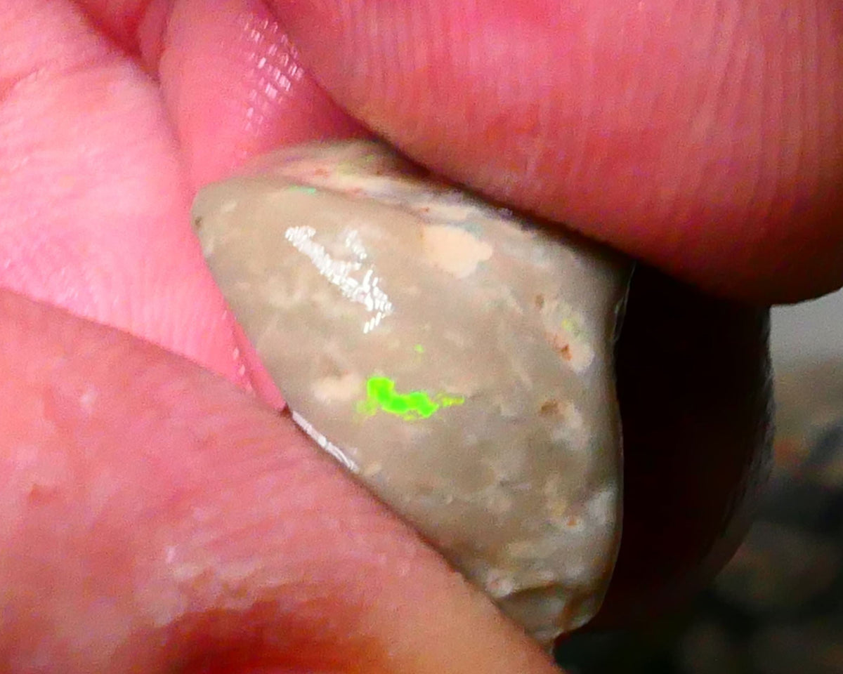 Lightning Ridge Knobby opal formation rough 12.00cts Bright flash of Bright Green/Yellow  fires 19x15x10mm Lot B4-A173