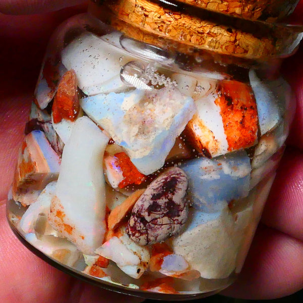 Coober Pedy Seam opal rough 230cts Potch and some colours to explore 20mm to chip size Jar not included  Lot B4-A169