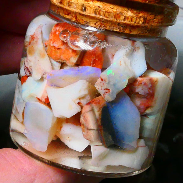 Coober Pedy Seam opal rough 230cts Potch and some colours to explore 20mm to chip size Jar not included  Lot B4-A170