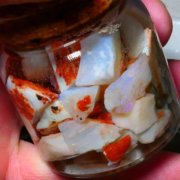 Coober Pedy Seam opal rough 230cts Potch and some colours to explore 20mm to chip size Jar not included  Lot B4-A171