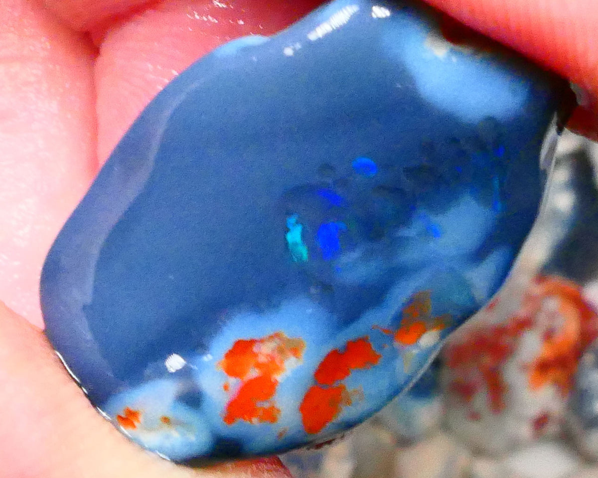 Big Knobby opal rub/rough 31.00cts Lightning Ridge Scattered zones of blues 26x17x13mm Lot  B4-A212