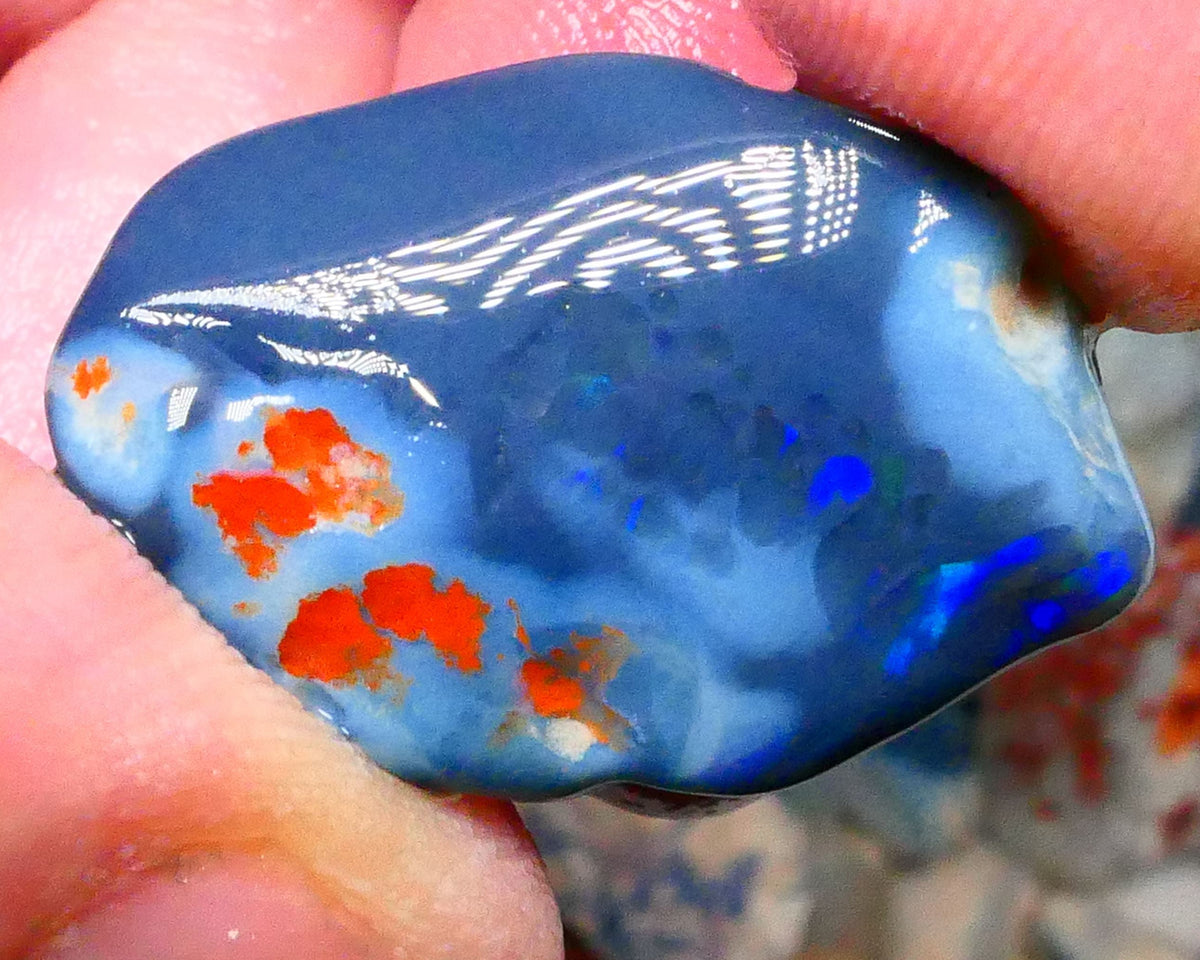 Big Knobby opal rub/rough 31.00cts Lightning Ridge Scattered zones of blues 26x17x13mm Lot  B4-A212