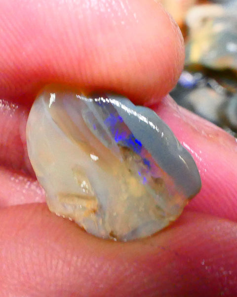 Flat Blue bar to chase on This lightning Ridge 8.00cts  knobby opal rough 16x14x7mm  Lot B4-A269