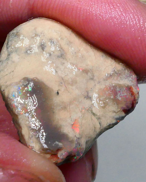 Bits of Reds & Blues Lightning Ridge opal rough formation 18.00cts Sand/clay host rock Collect or carve 25x23x8mm  Lot B4-A294