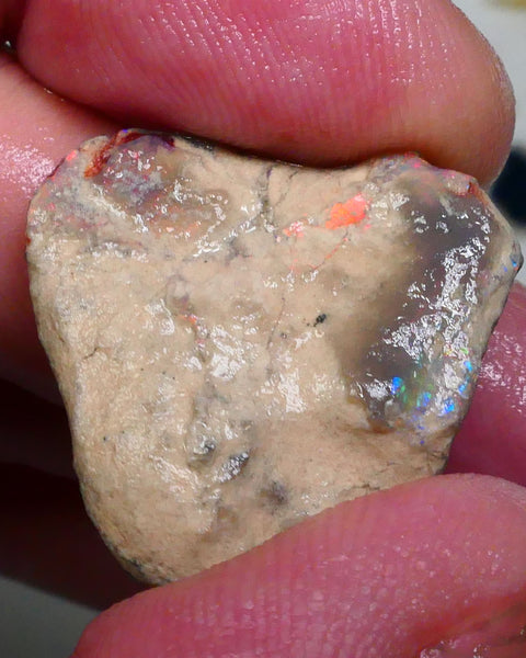 Bits of Reds & Blues Lightning Ridge opal rough formation 18.00cts Sand/clay host rock Collect or carve 25x23x8mm  Lot B4-A294