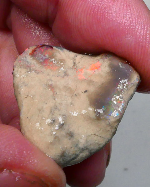 Bits of Reds & Blues Lightning Ridge opal rough formation 18.00cts Sand/clay host rock Collect or carve 25x23x8mm  Lot B4-A294
