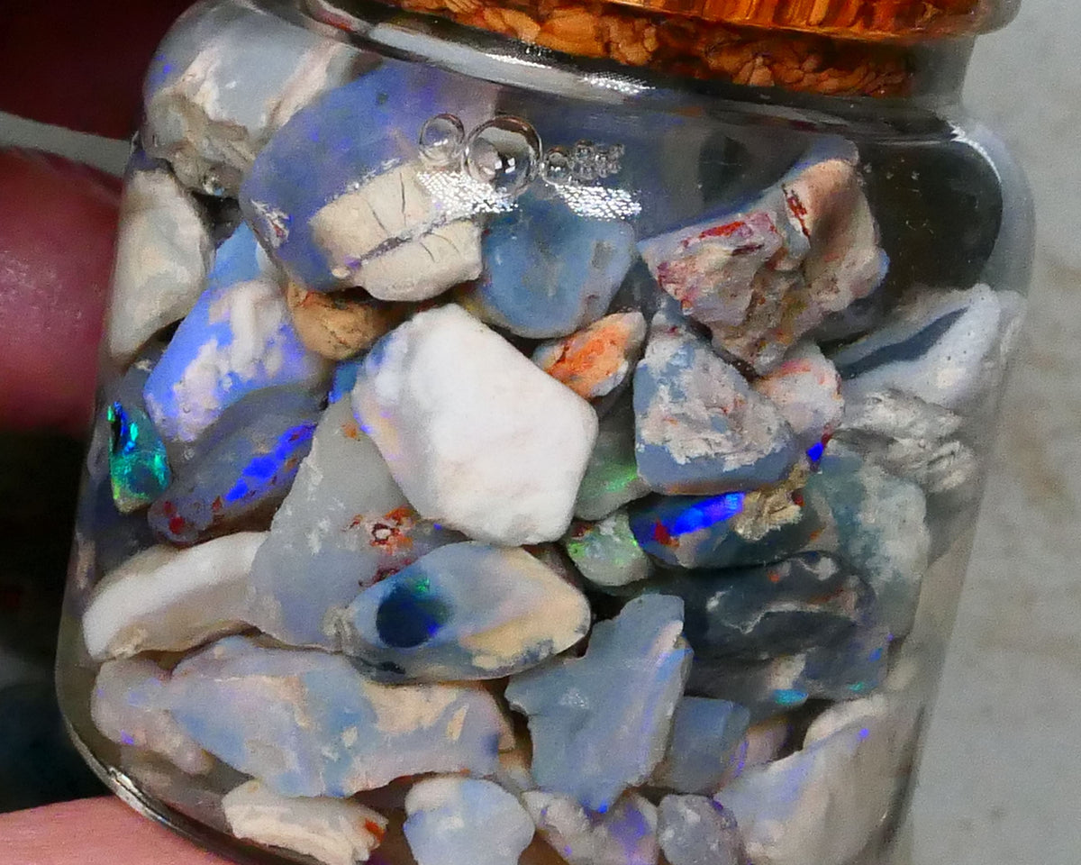 Lightning Ridge Potch & lots Colours 255.00cts Mixed base knobby seam 16mm to chips Lot B4-A387