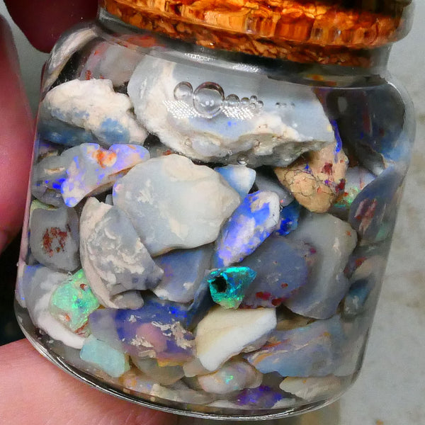 Lightning Ridge Potch & lots Colours 255.00cts Mixed base knobby seam 16mm to chips Lot B4-A387