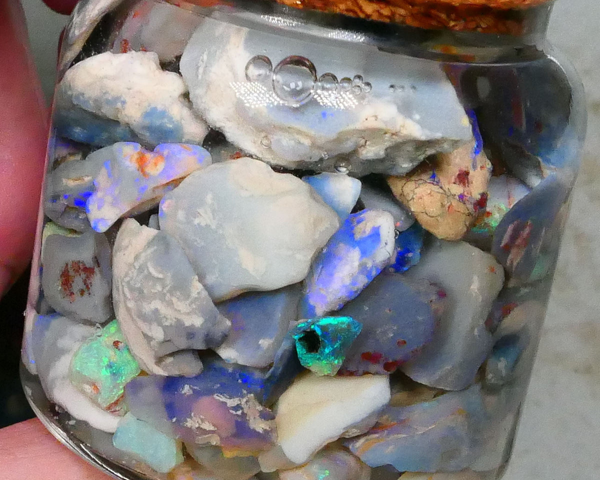 Lightning Ridge Potch & lots Colours 255.00cts Mixed base knobby seam 16mm to chips Lot B4-A387