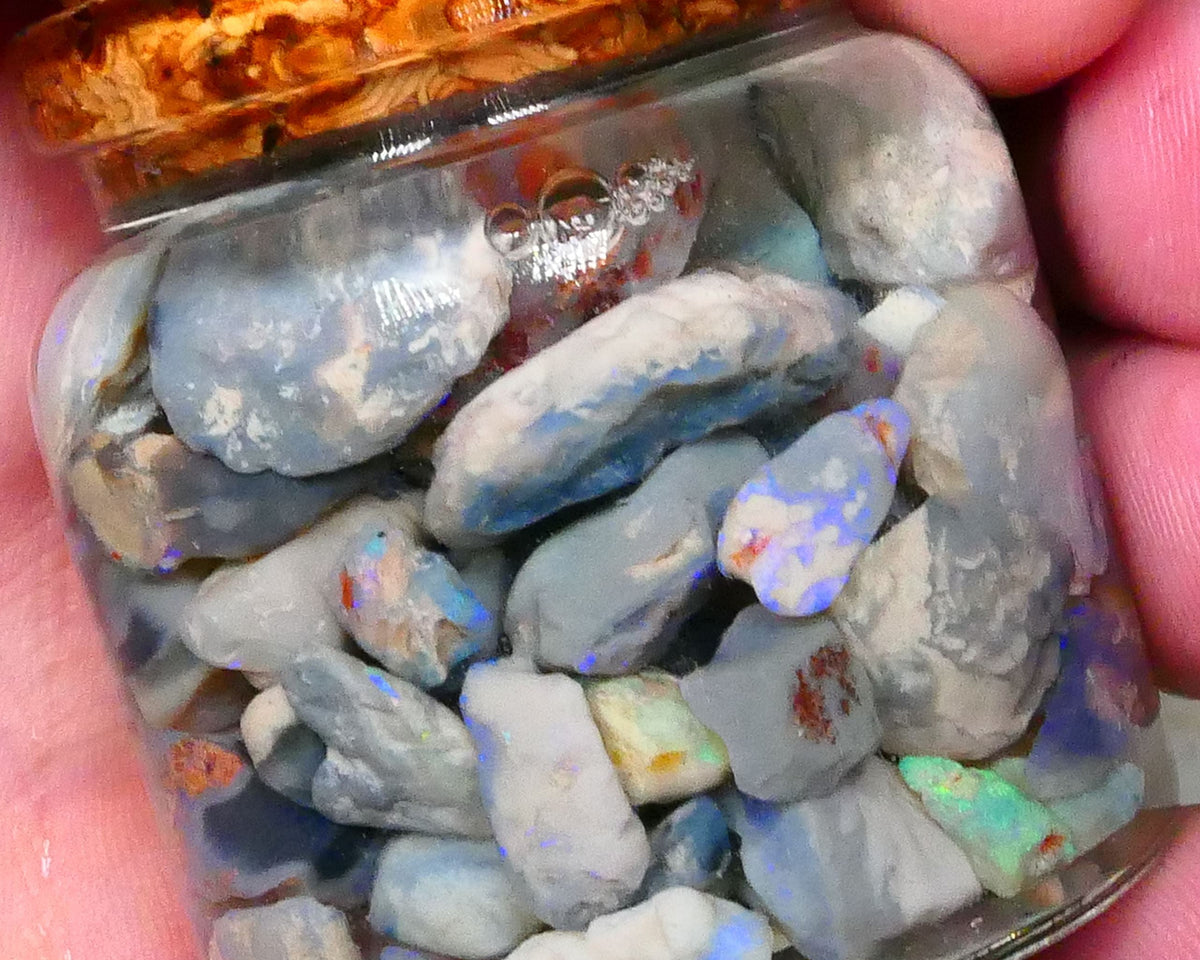 Lightning Ridge Potch & lots Colours 255.00cts Mixed base knobby seam 16mm to chips Lot B4-A387