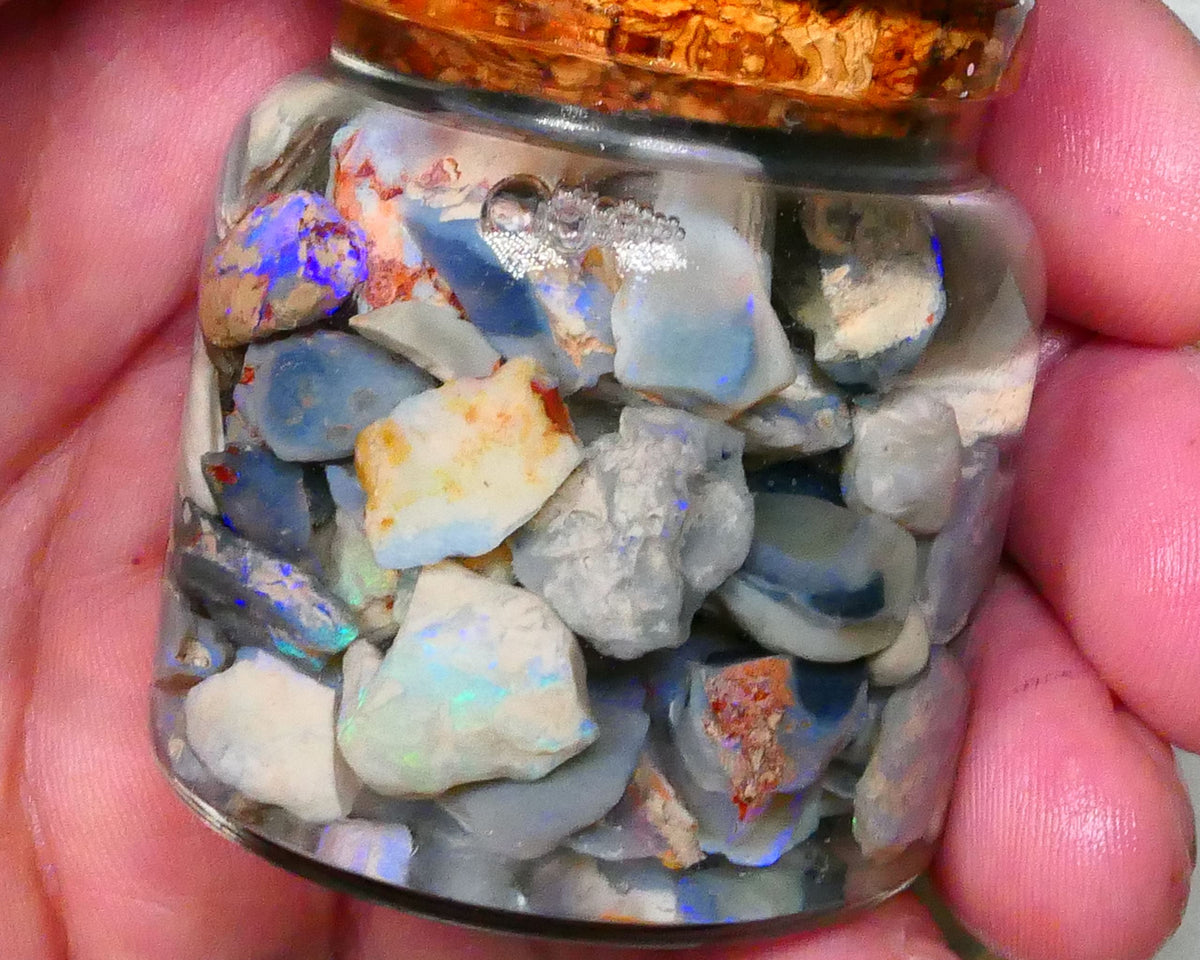 Lightning Ridge Potch & lots Colours 255.00cts Mixed base knobby seam 16mm to chips Lot B4-A387