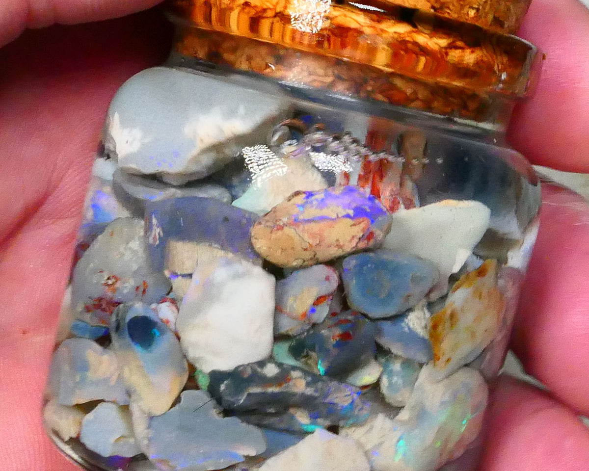 Lightning Ridge Potch & lots Colours 255.00cts Mixed base knobby seam 16mm to chips Lot B4-A387