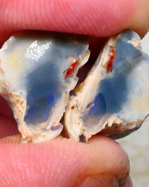 Lightning Ridge Dark base knobby opal rough split 15.00cts tiny bits of colour only 17x13x10mm & 17x11x7mm  Lot B4-A391