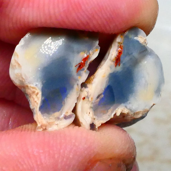 Lightning Ridge Dark base knobby opal rough split 15.00cts tiny bits of colour only 17x13x10mm & 17x11x7mm  Lot B4-A391