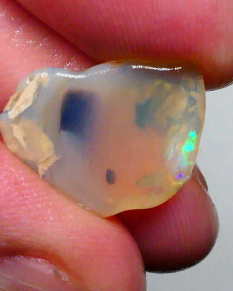 Jelly Knobby opal rub rough 10.00cts Bright Green fires in small zones of exposed bar 20x15x5mm  Lot B4-A448