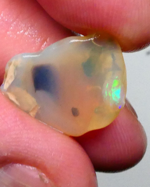 Jelly Knobby opal rub rough 10.00cts Bright Green fires in small zones of exposed bar 20x15x5mm  Lot B4-A448