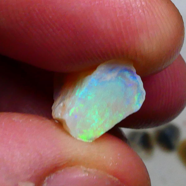 Stunning Lighting Ridge Crystal opal rough 4.75cts Bright Yellow/Green/Blue fires to cut & Polish 16x10x7mm  Lot B4-A473