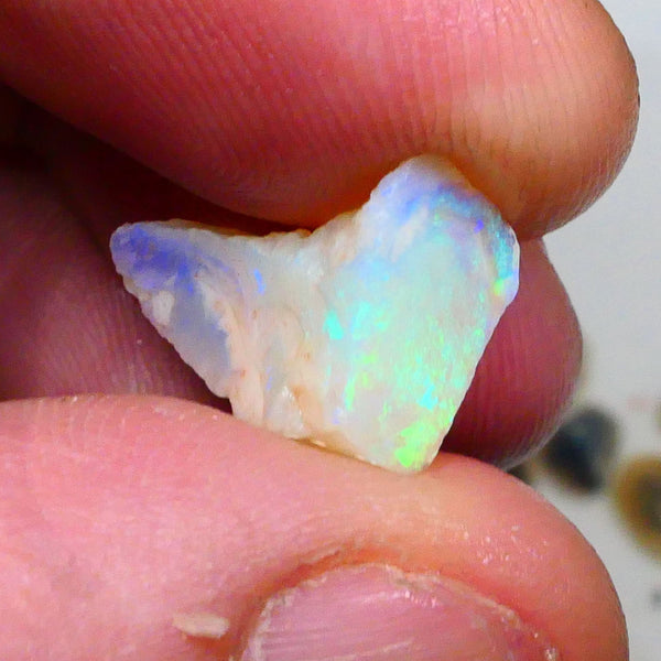 Stunning Lighting Ridge Crystal opal rough 4.75cts Bright Yellow/Green/Blue fires to cut & Polish 16x10x7mm  Lot B4-A473
