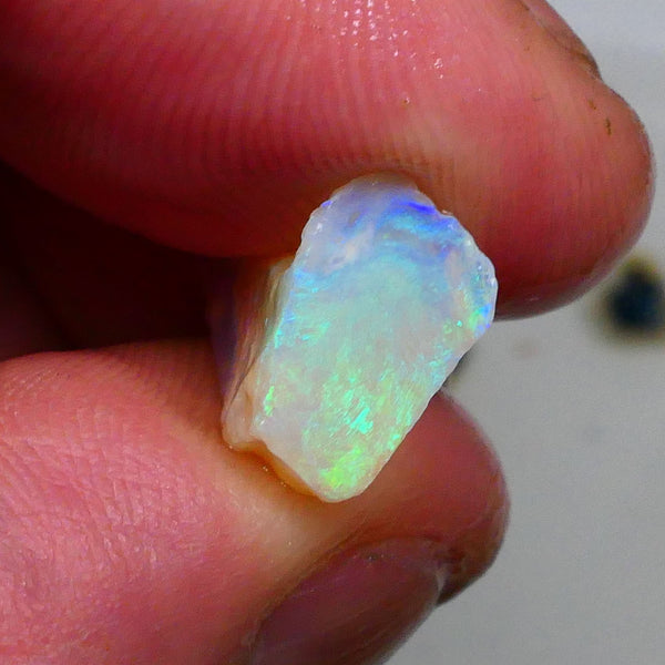 Stunning Lighting Ridge Crystal opal rough 4.75cts Bright Yellow/Green/Blue fires to cut & Polish 16x10x7mm  Lot B4-A473