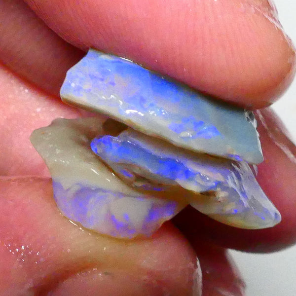 Stack of Dark/Crystal seam opal rough 15.00cts Lightning Ridge blues to cut & Gamble 18x13x4mm to 14x13x5mm  Lot B4-A470