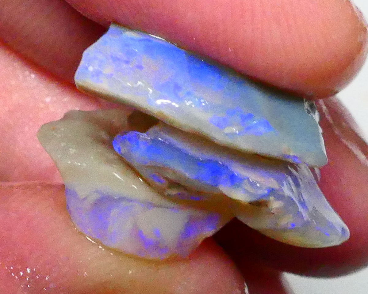 Stack of Dark/Crystal seam opal rough 15.00cts Lightning Ridge blues to cut & Gamble 18x13x4mm to 14x13x5mm  Lot B4-A470