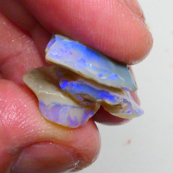 Stack of Dark/Crystal seam opal rough 15.00cts Lightning Ridge blues to cut & Gamble 18x13x4mm to 14x13x5mm  Lot B4-A470