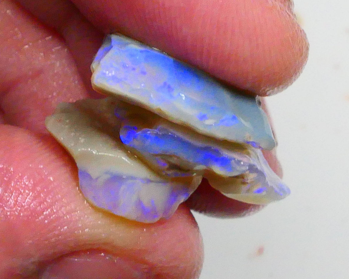 Stack of Dark/Crystal seam opal rough 15.00cts Lightning Ridge blues to cut & Gamble 18x13x4mm to 14x13x5mm  Lot B4-A470