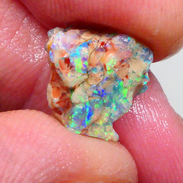 Exotic opal formation rough 3.40cts Bright & Gorgeous display of Green & Blue dominant fires collect or carve 19x11x6mm  Lot B4-A465