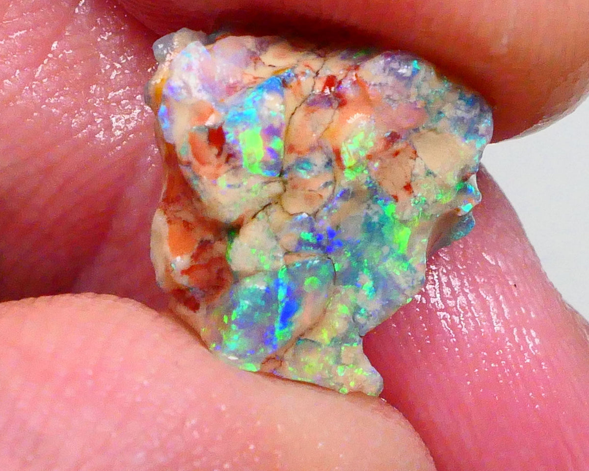 Exotic opal formation rough 3.40cts Bright & Gorgeous display of Green & Blue dominant fires collect or carve 19x11x6mm  Lot B4-A465