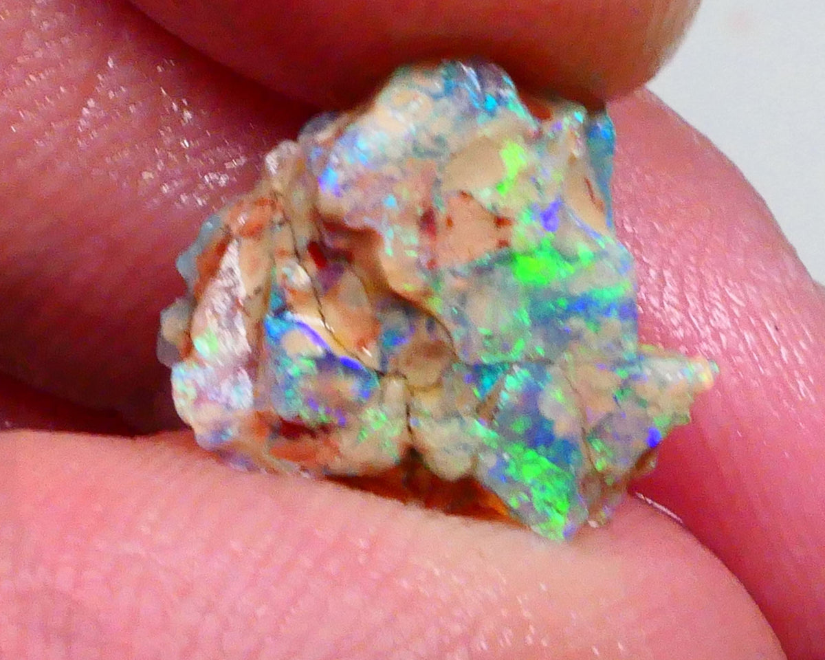 Exotic opal formation rough 3.40cts Bright & Gorgeous display of Green & Blue dominant fires collect or carve 19x11x6mm  Lot B4-A465