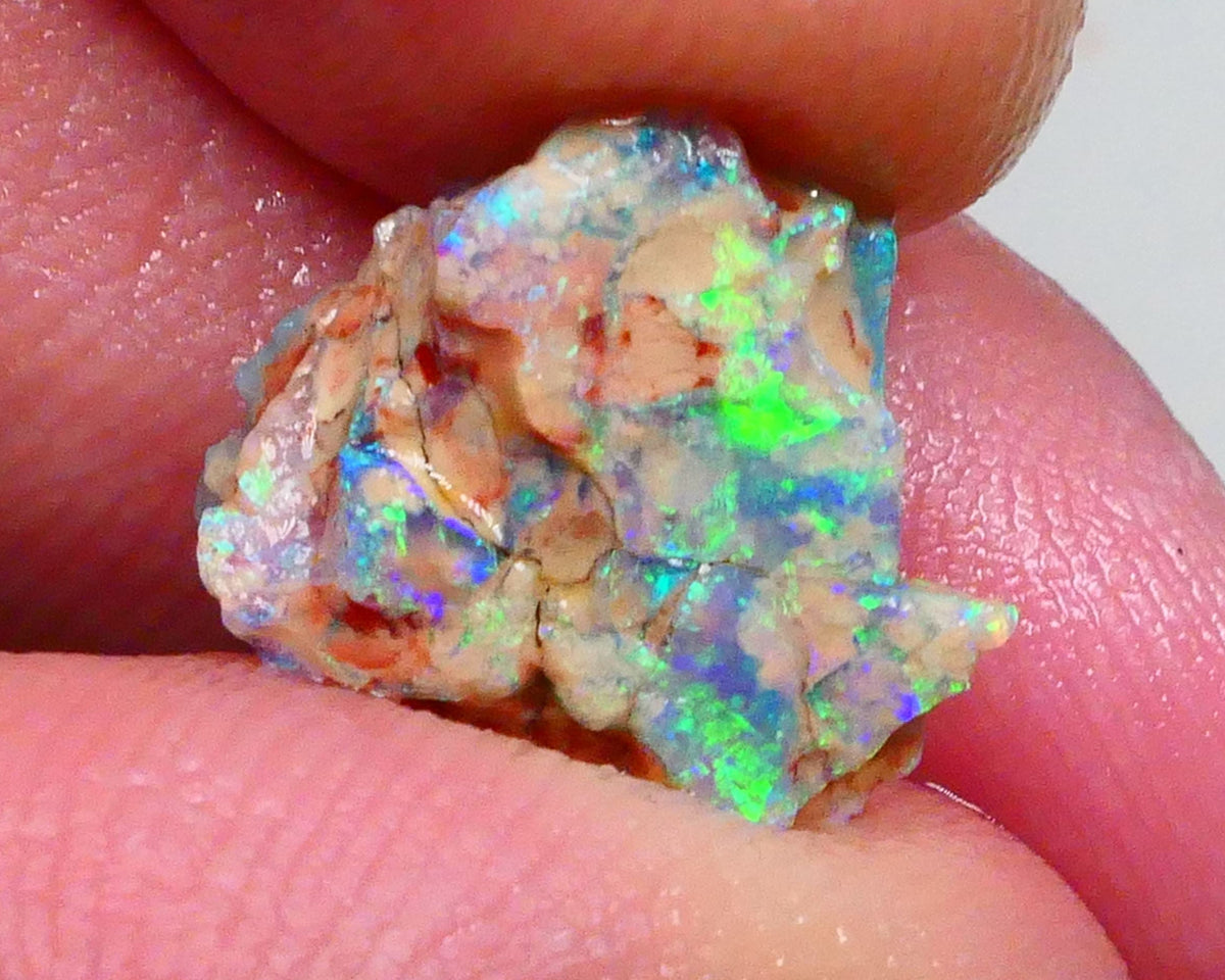 Exotic opal formation rough 3.40cts Bright & Gorgeous display of Green & Blue dominant fires collect or carve 19x11x6mm  Lot B4-A465