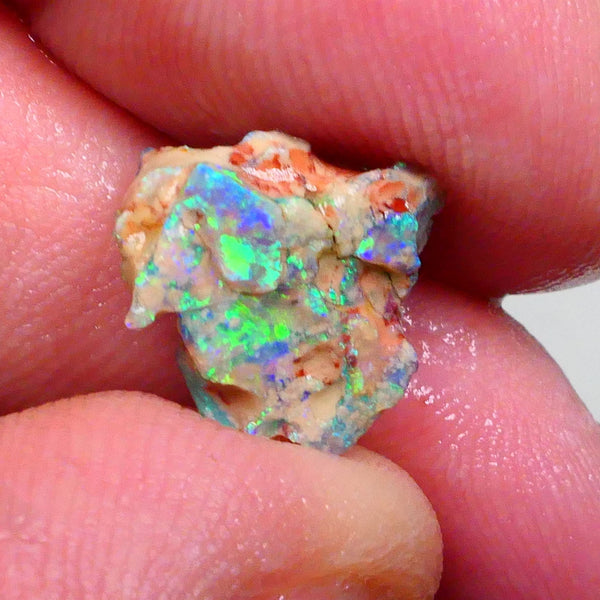 Exotic opal formation rough 3.40cts Bright & Gorgeous display of Green & Blue dominant fires collect or carve 19x11x6mm  Lot B4-A465