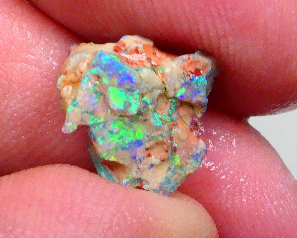 Exotic opal formation rough 3.40cts Bright & Gorgeous display of Green & Blue dominant fires collect or carve 19x11x6mm  Lot B4-A465