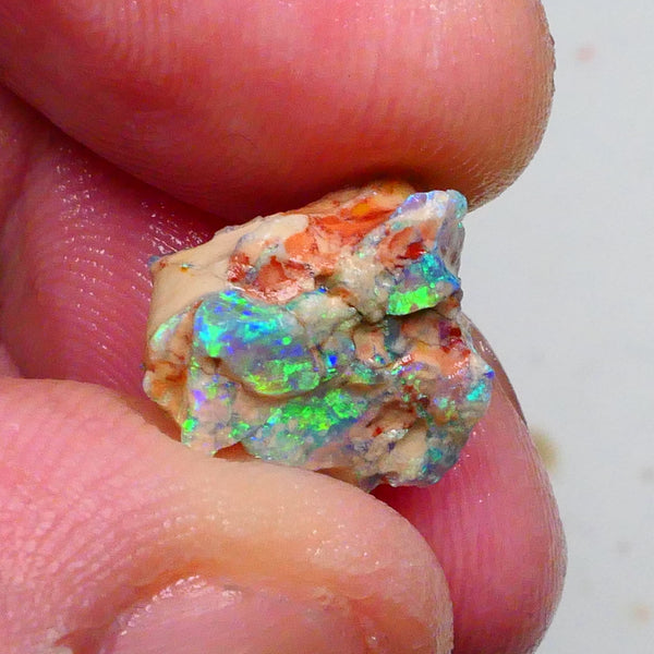 Exotic opal formation rough 3.40cts Bright & Gorgeous display of Green & Blue dominant fires collect or carve 19x11x6mm  Lot B4-A465