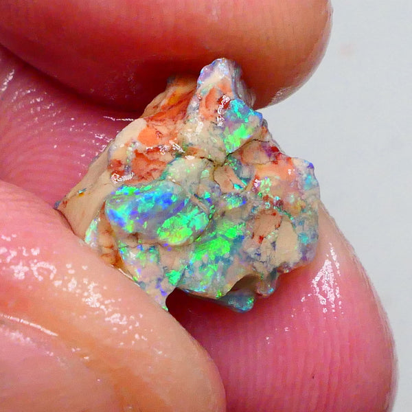 Exotic opal formation rough 3.40cts Bright & Gorgeous display of Green & Blue dominant fires collect or carve 19x11x6mm  Lot B4-A465