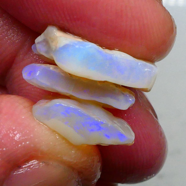 Stack of Lightning Ridge Seam opal rough 13.25cts Light blues in flat crystal bars to cut 16x51x4mm & 13x11x3mm  Lot B4-A482